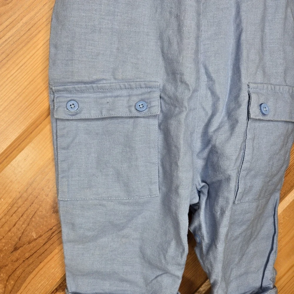 The Children's Place Linen‎ Blend Bunny Blue Overalls Sz 3-6 Months